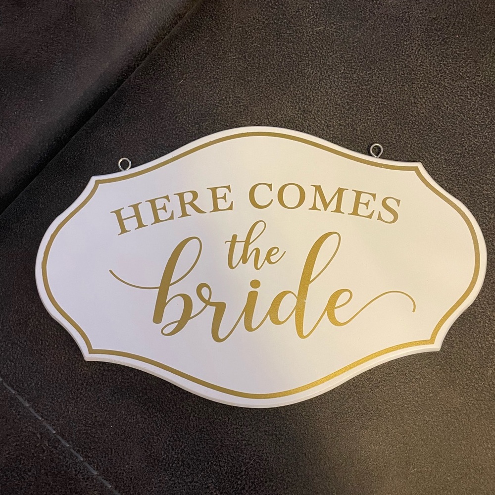 Set of 2 “Here comes the bride” signs